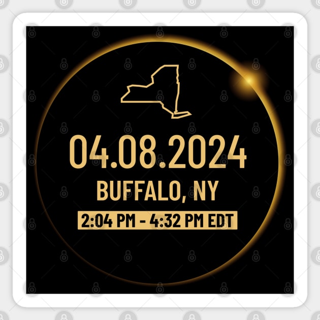 New York State Buffalo NY USA Totality April 8, 2024 Total Solar Eclipse Sticker by Bunny Prince Design